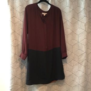 Loft maroon and navy shift dress